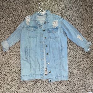 Oversized Ripped Denim Jacket